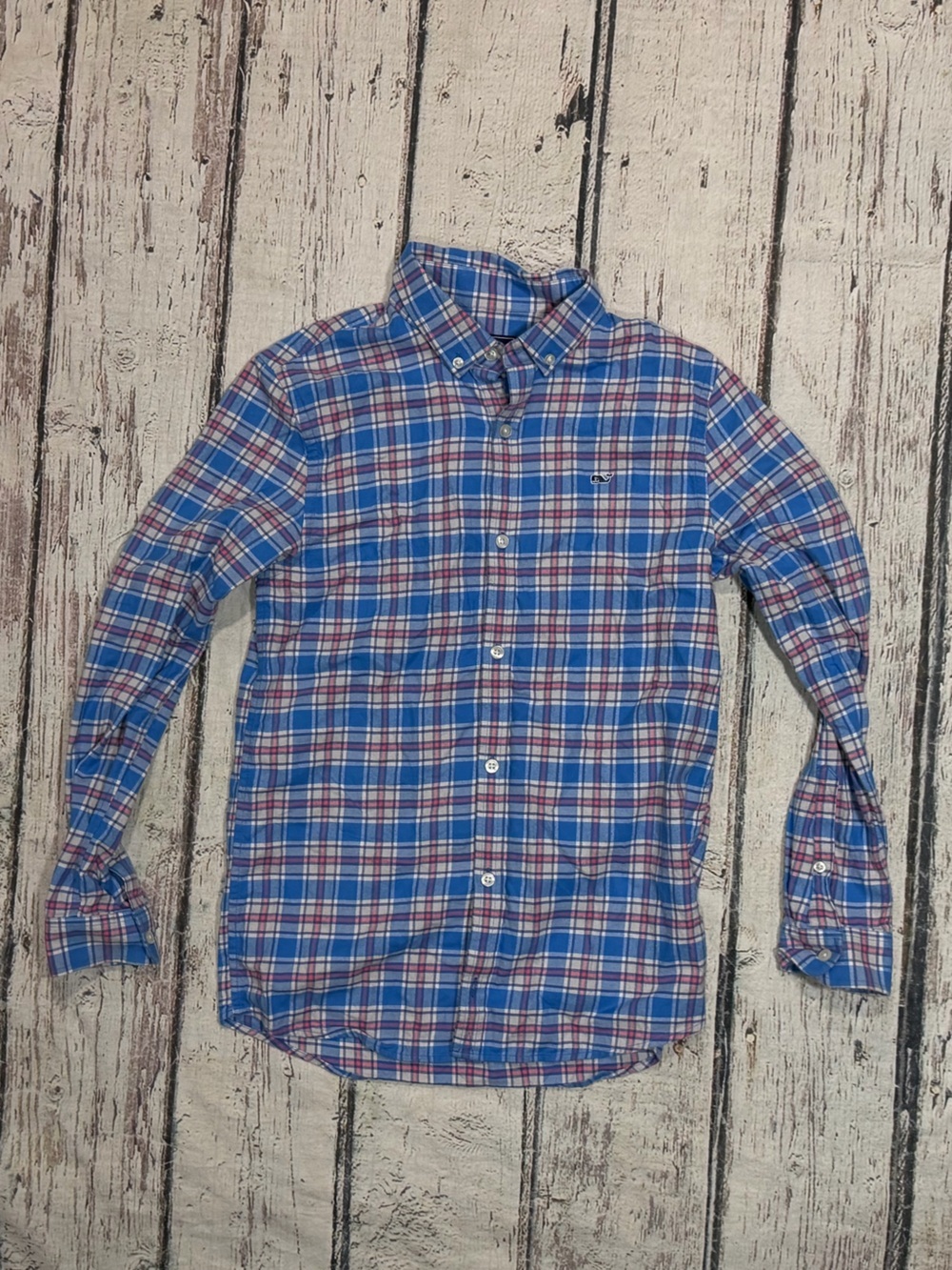 Vineyard Vines Whale Shirt Plaid Boys Kids Youth Button Down Shirt